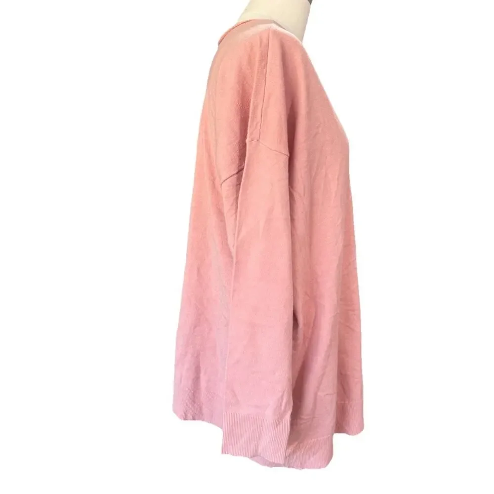 Torrid Pink V Neck Slouchy Pullover Sweater NWT Size 1 1X Plus 14 16 Knit Casual